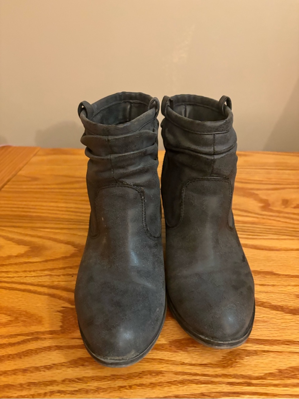 Womens Slate Gray Suede Ankle Boots